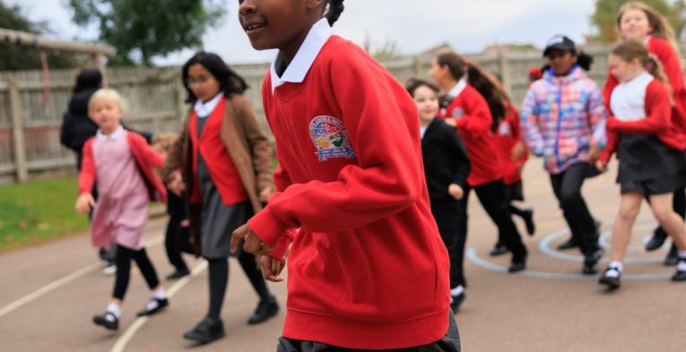School children taking part in The Daily Mile