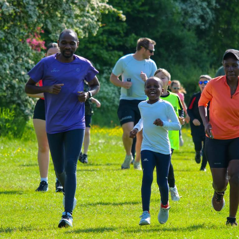 Family participating in junior parkrun